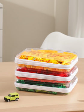 CoiiJoii stackable case in-use image shows space optimization in a messy drawer.