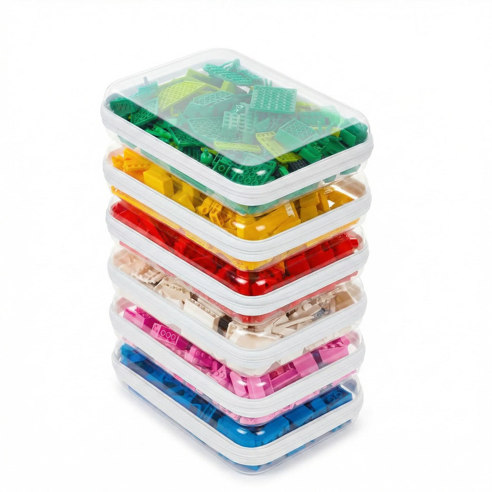 CoiiJoii clear hard shell zipper case front view for effortless visibility.
