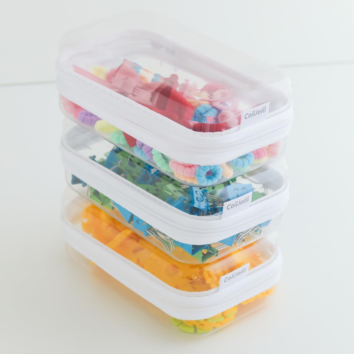 CoiiJoii zippered clear pouch durable plastic, long-lasting organization for hobbyists.