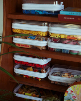 CoiiJoii zippered clear pouch open lid view, easy access to small craft items.