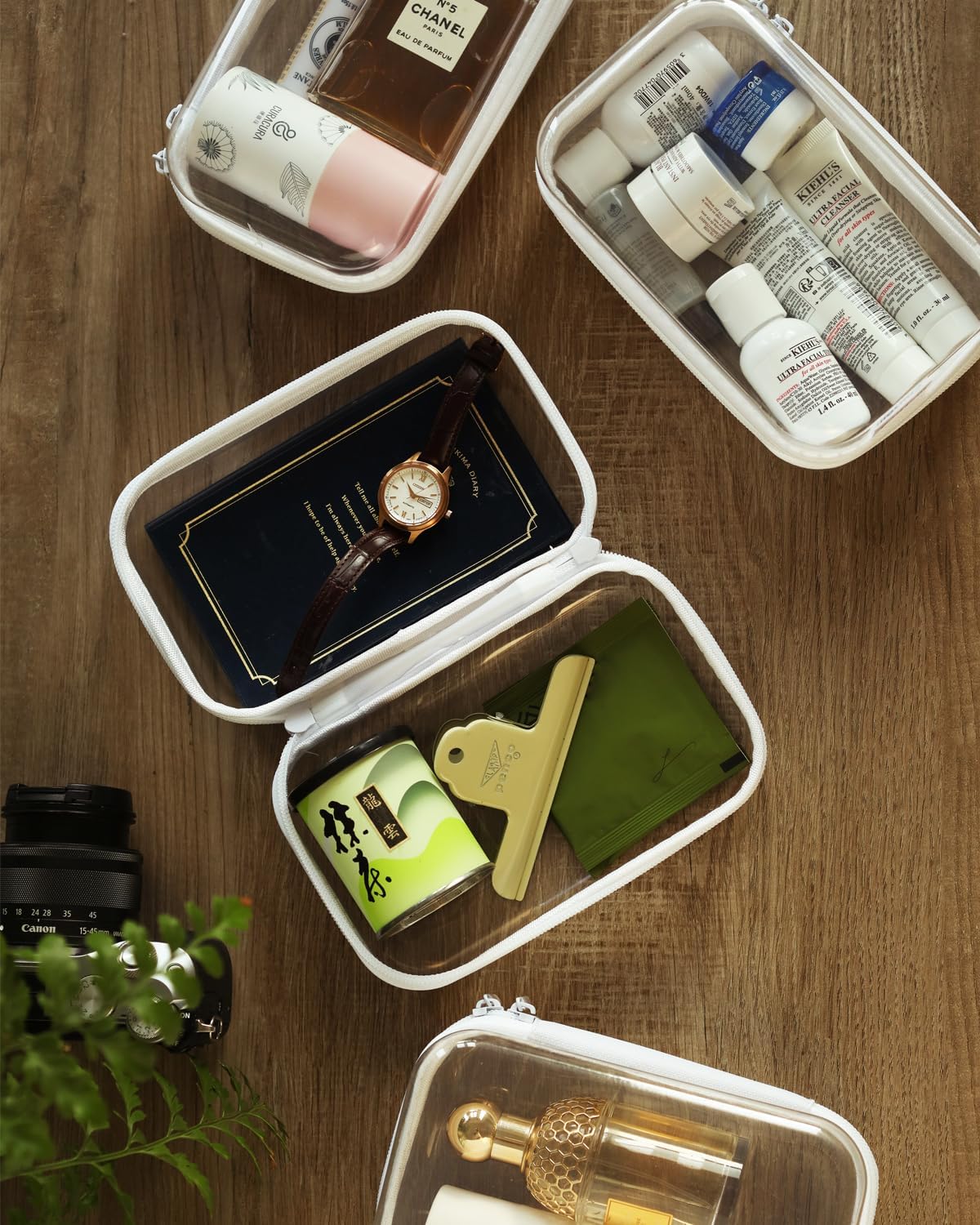 CoiiJoii zippered clear pouch stackable design, ideal for tight shelves and drawers.