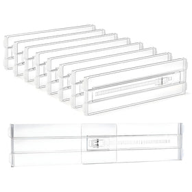 COKIHOM 8-pack clear drawer dividers shown in a tidy dresser for 4-inch height organization