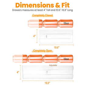 COKIHOM clear drawer dividers extended to fit longer drawers from 10.6 to 16.9 inches