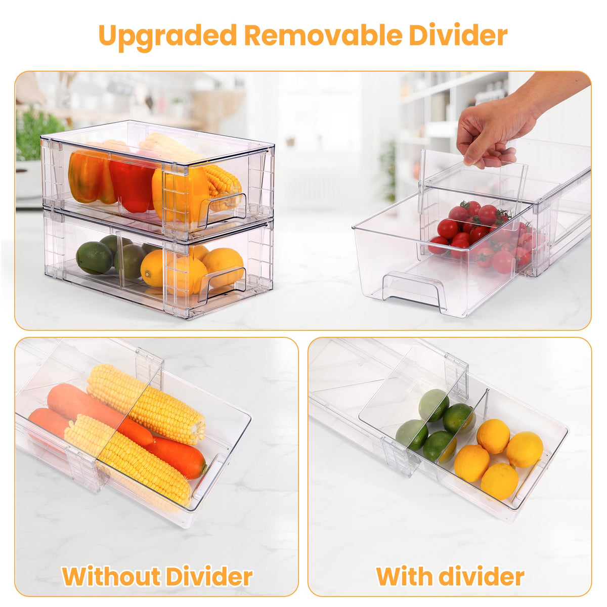 COKIHOM pantry storage drawers fit shelves for easy access.