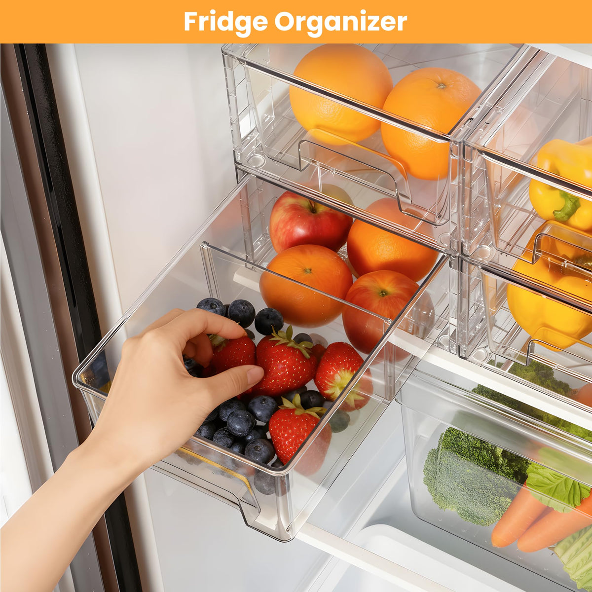 COKIHOM stackable drawer open with removable dividers for flexible storage