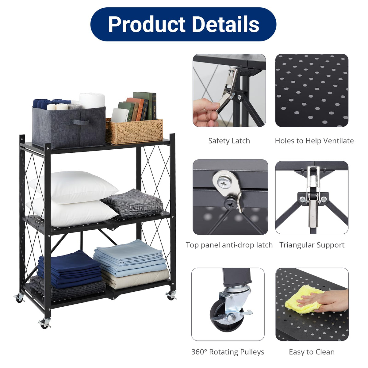 COKITOO mesh shelves prevent items from falling during movement.