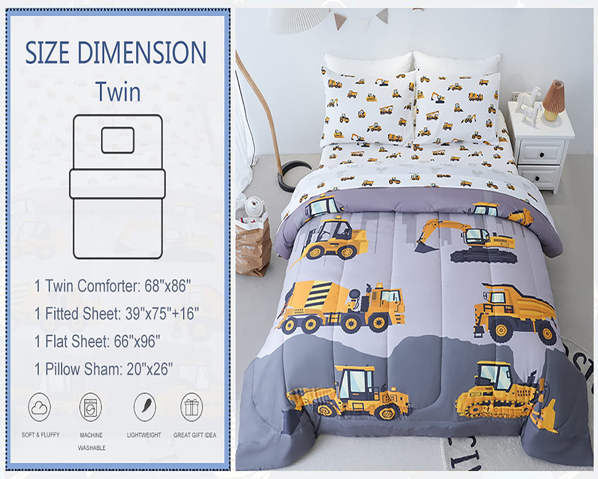 Cokouchyi 3D construction design bedding for playful mornings and nights.