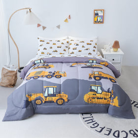 Cokouchyi twin-size comforter set with 3D construction cars design, ideal for imaginative bedtime.