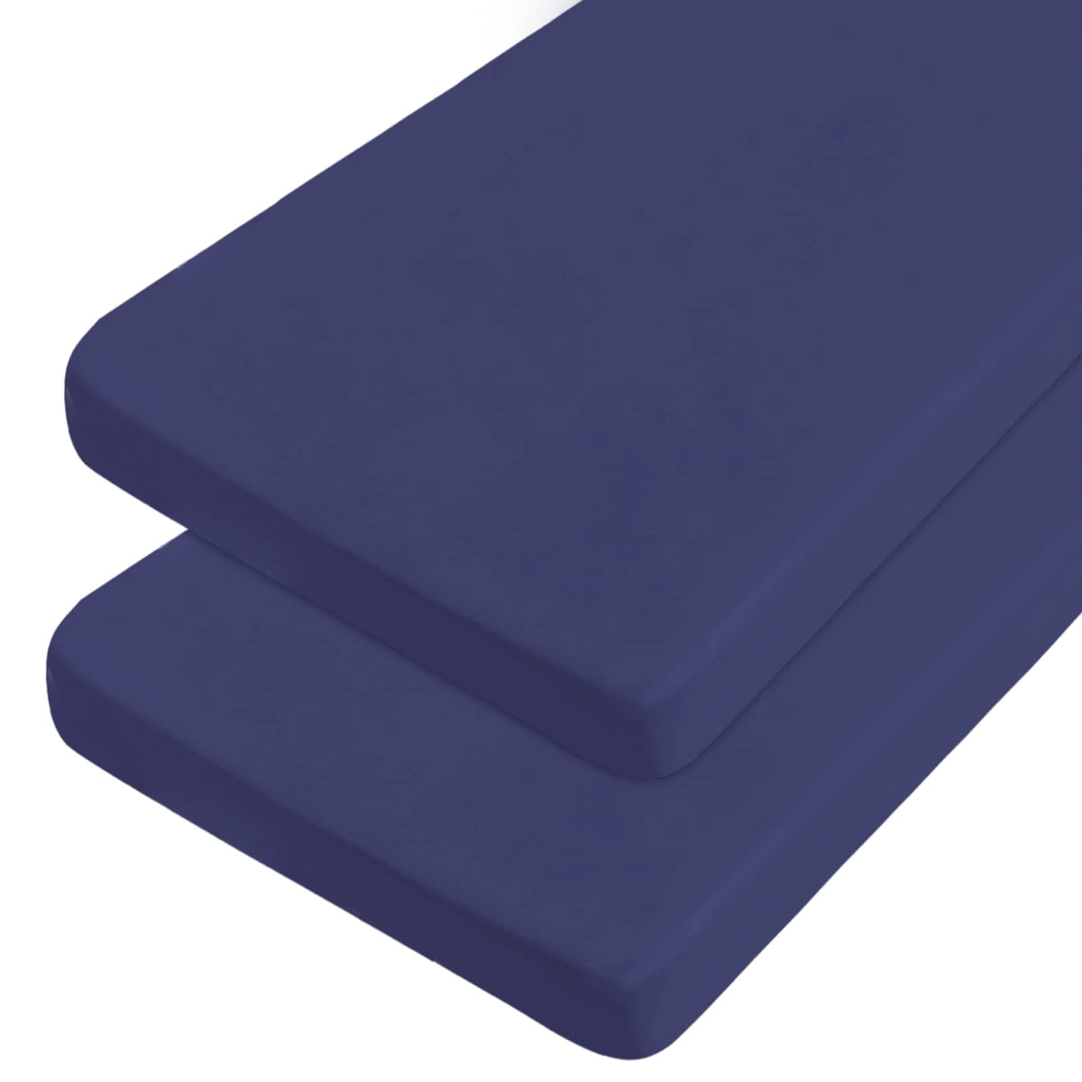 Coldwind cot sheets navy flat lay shows soft microfiber fabric