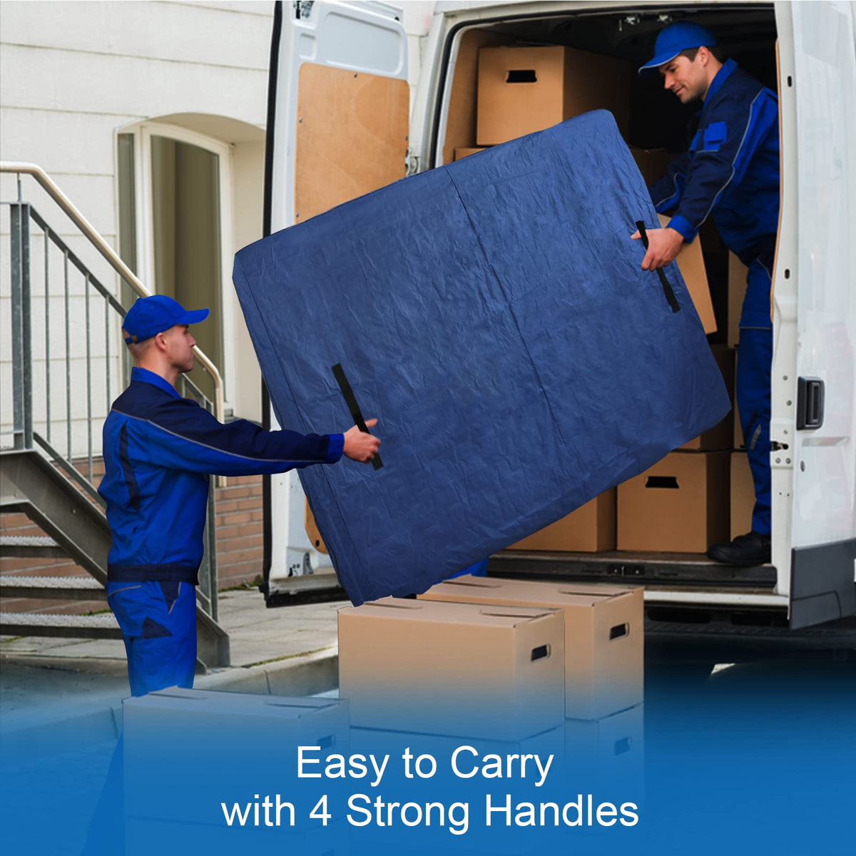 Coldwind mattress bag featuring heavy-duty handles for secure moving.