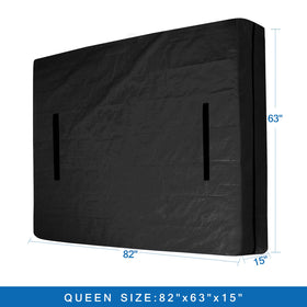 Coldwind mattress bag in use during a move, reusable and eco-friendly