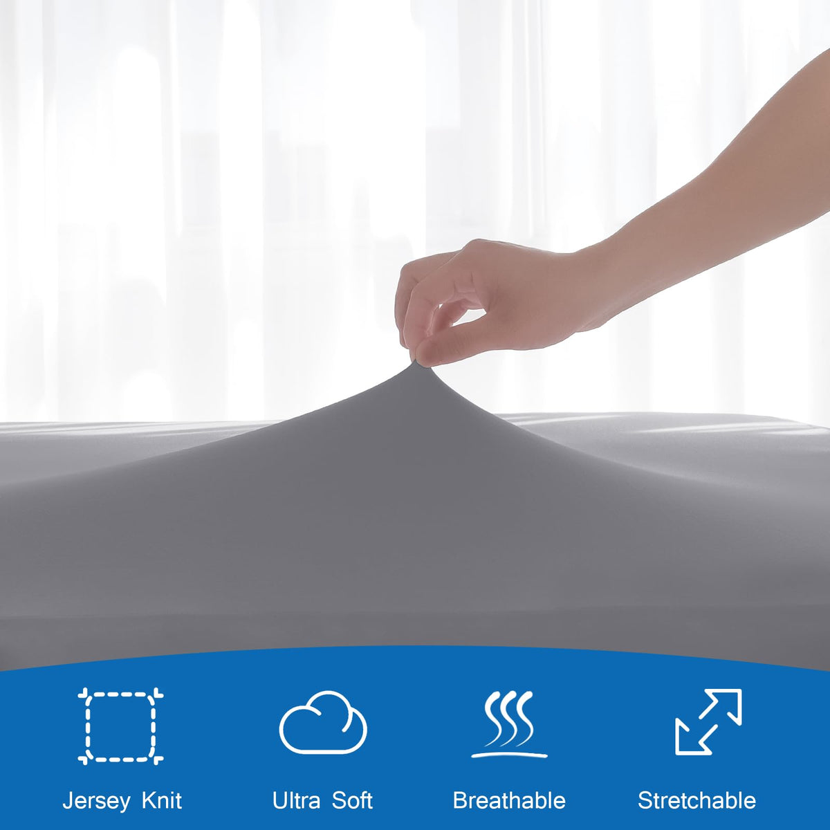 Coldwind short king rv sheet showing 360-degree elastic band for secure fit.