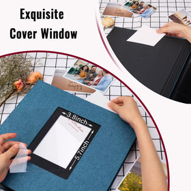 Durable linen cover protects memories from dust and moisture.
