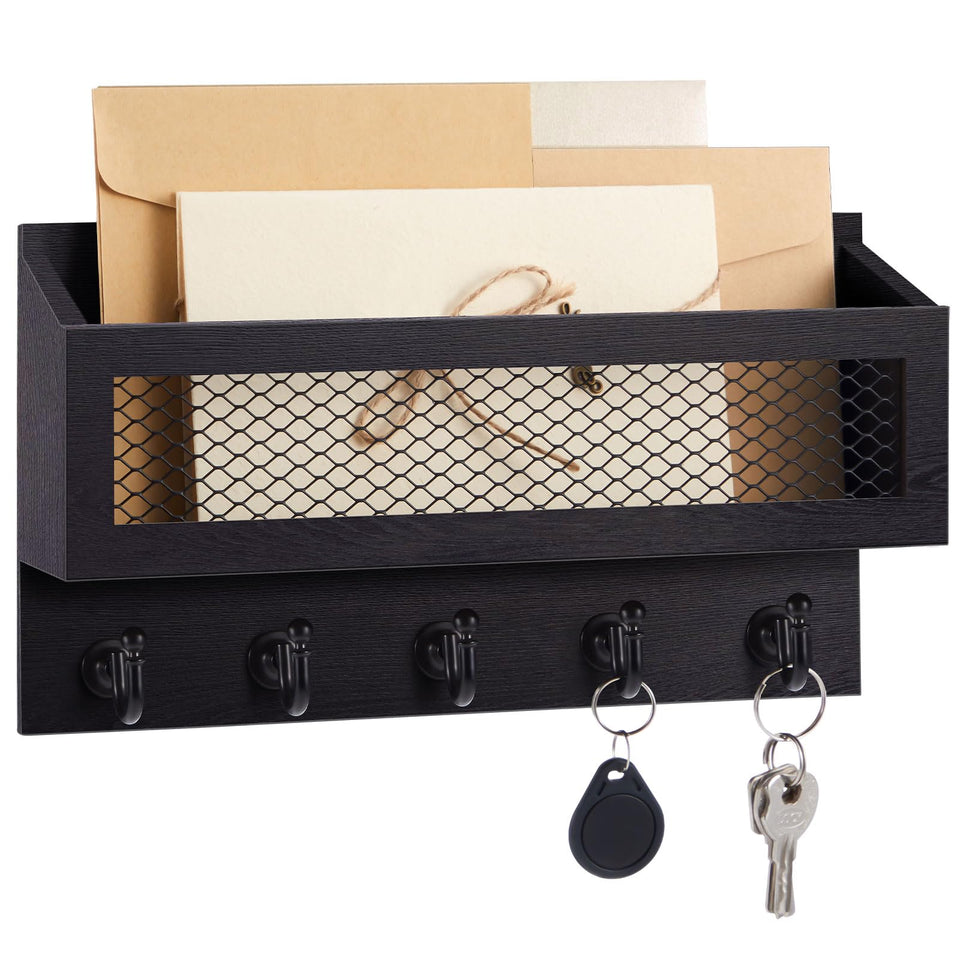Colingmill magnetic mail and key holder on fridge keeps mail organized and keys within reach.