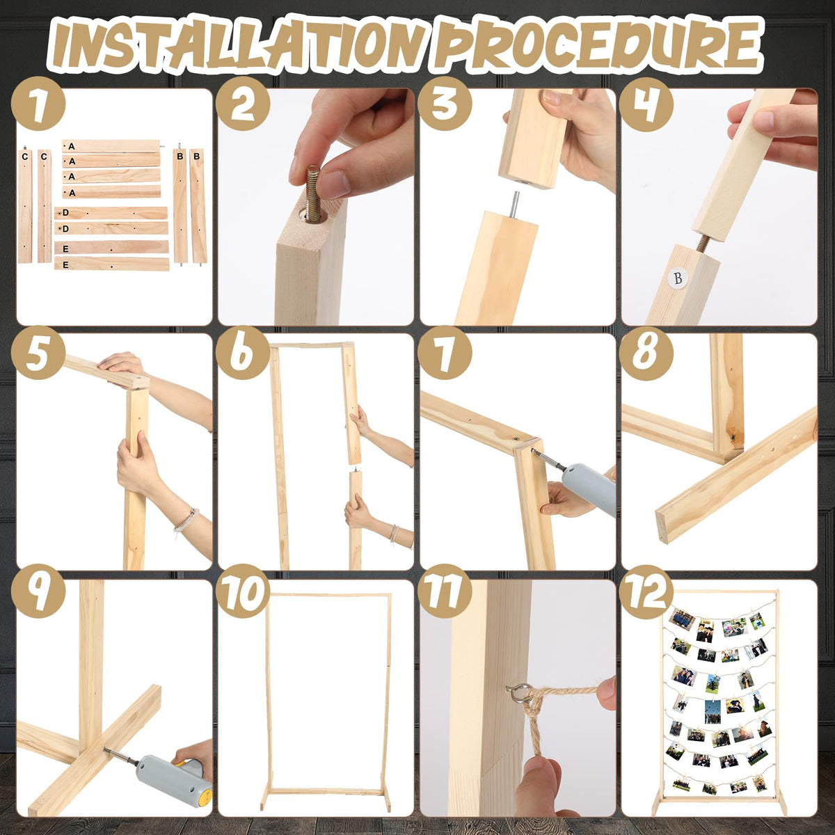 Colingmill wooden rope design with 30 metal clips keeps photos neatly secured.