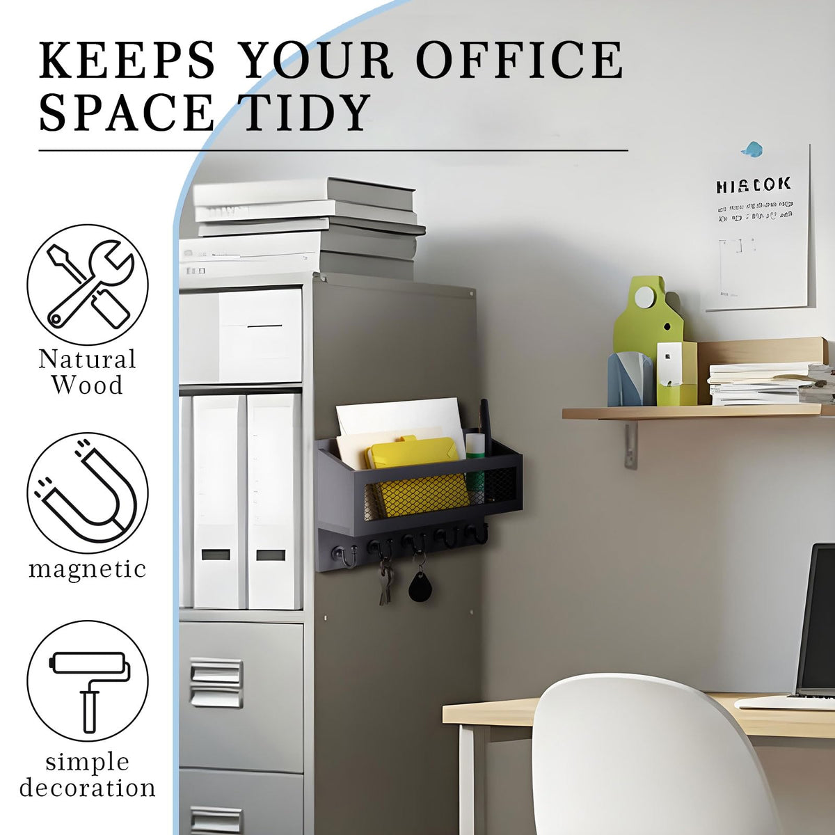 Colingmill rustic pine finish adds warm decor while organizing mail.