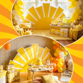 Colingmill Sunshine baby shower backdrop made of PVC is sturdy for long-lasting party decor.