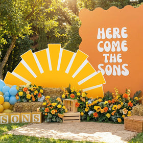 Colingmill Sunshine baby shower backdrop stamp design creates a unique, photo-ready prop.