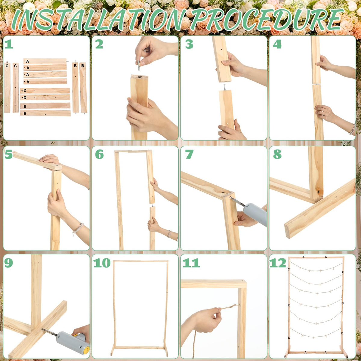 Colingmill wedding photo display board on a rustic stand for memorable moments.
