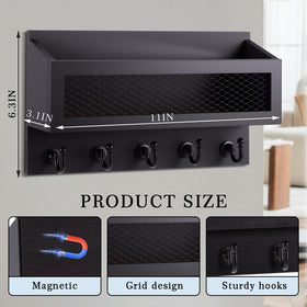 Colingmill wooden wall mount with five sturdy hooks for keys and accessories.