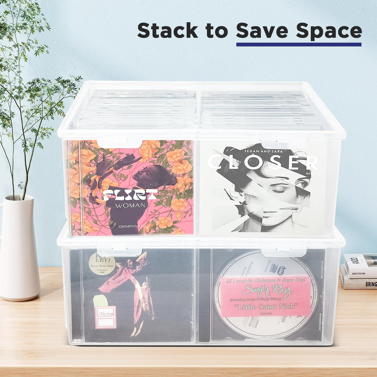 CollectHall CD storage box clear body highlights titles at a glance.
