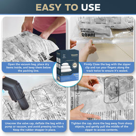 Collective Comforts closet organization with vacuum storage bags.