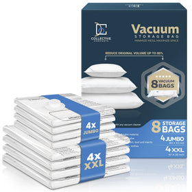 Collective Comforts XXL vacuum bag in use for bulky bedding storage.