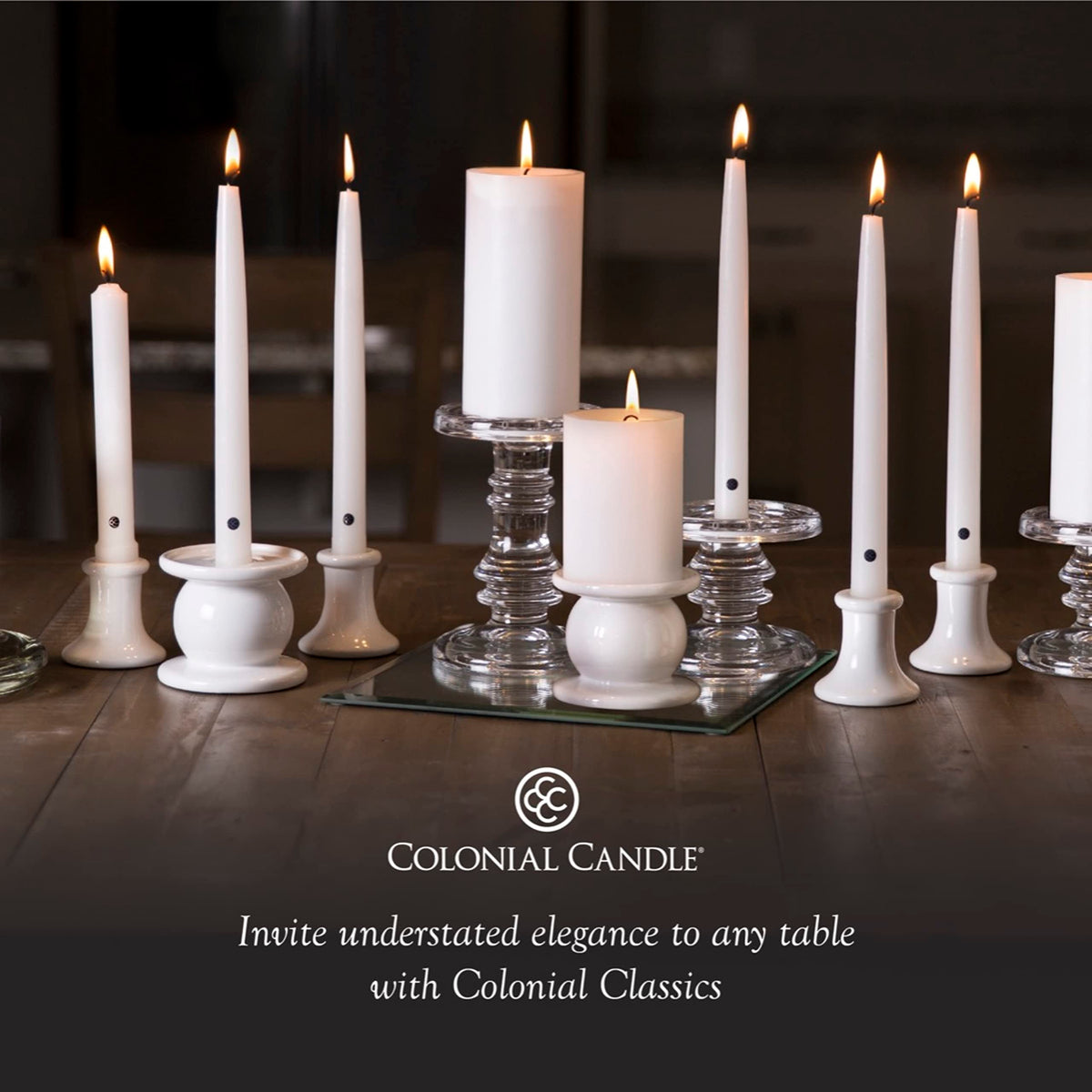 Colonial Candle USA poured ivory taper ready for premium ambiance