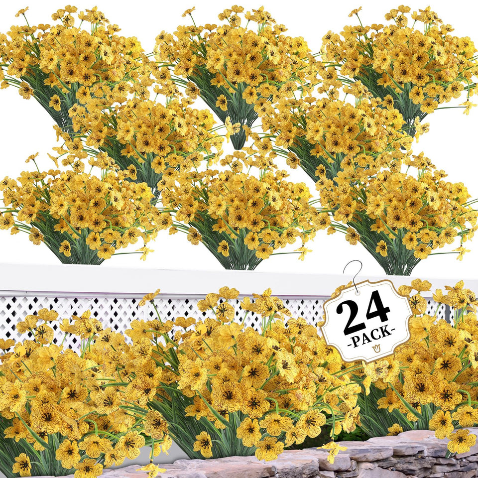 ColoPlay 24 bundle artificial flowers on an outdoor porch display for year round color