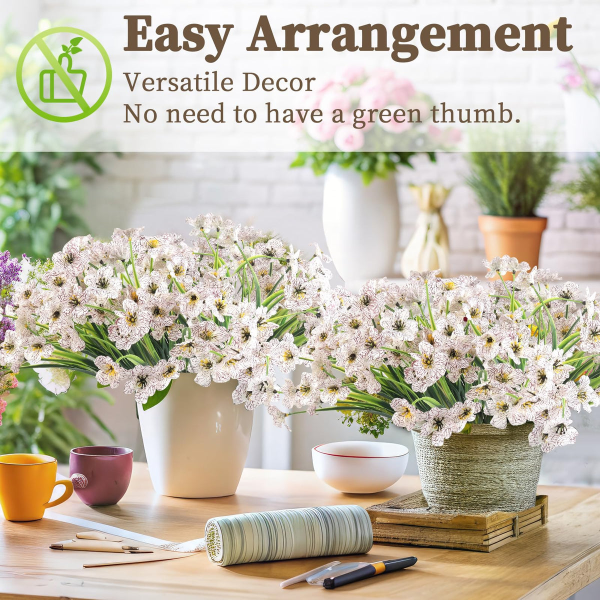 ColoPlay yellow faux blooms brighten windowsills and entryways with lasting charm.