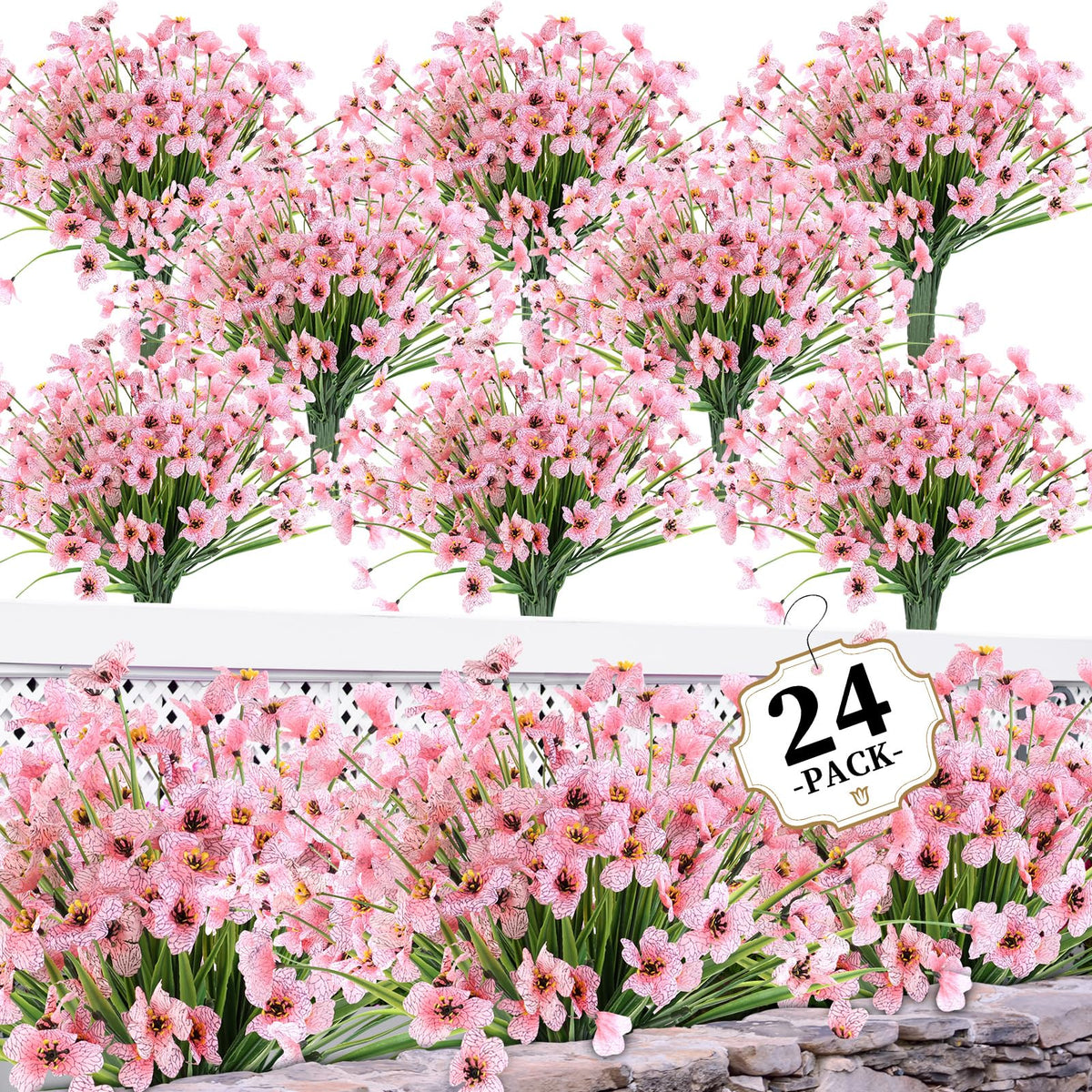 ColoPlay 24-bundle peach flowers overview for versatile indoor and outdoor decor