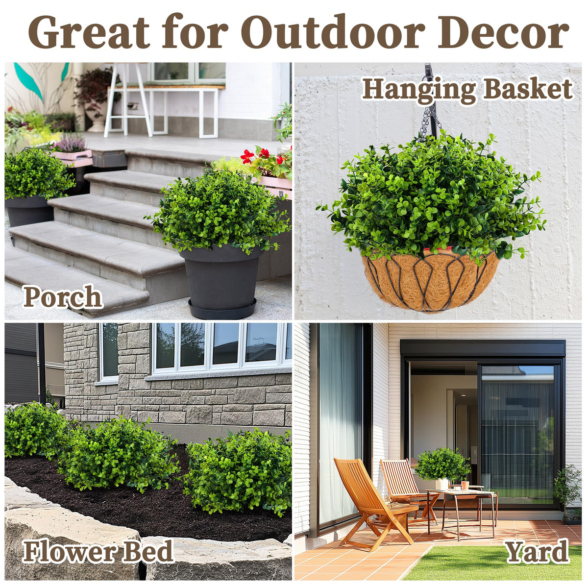 ColoPlay window box decoration featuring boxwood that stays green year-round