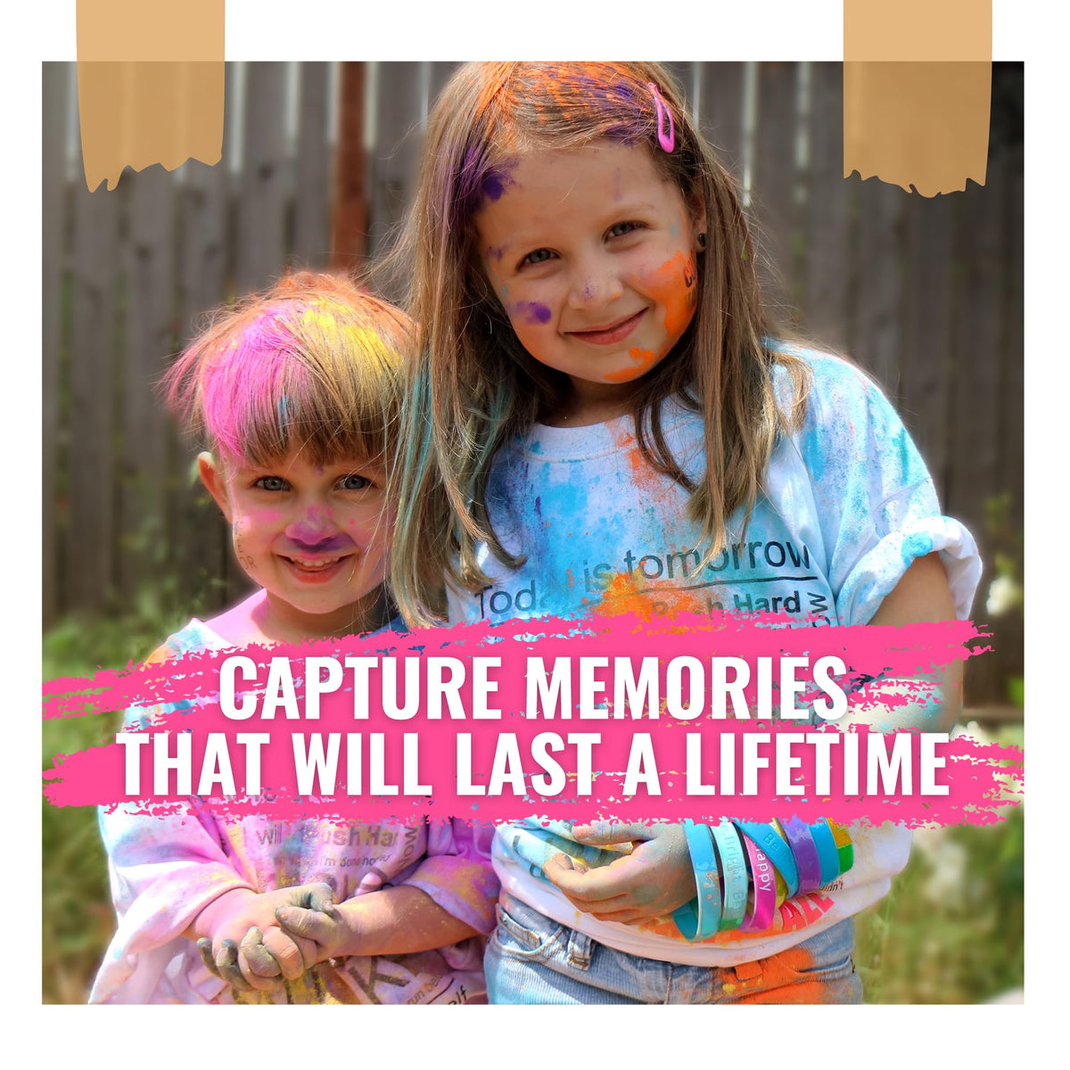 Color Blaze pink powder in a backyard setting for a festive gathering