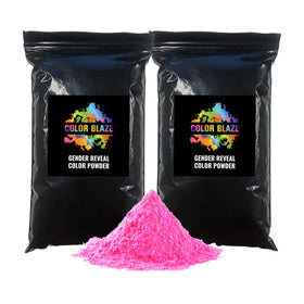 Color Blaze black-out packaging pink powder for discreet gender reveal moments.