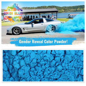 Color Blaze blue color powder burst showcases vivid shade for memorable reveals.