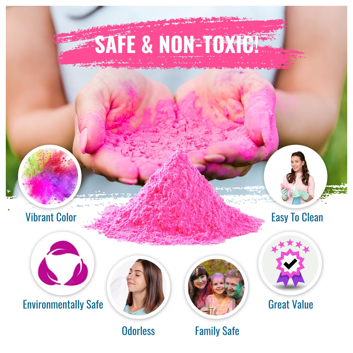 Color Blaze pink powder used in a color run for high-visibility moments
