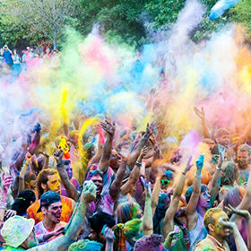 Color Blaze Holi blue powder adds cool, refreshing shade.