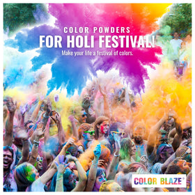 Color Blaze Holi orange powder enhances lively outdoor celebrations.
