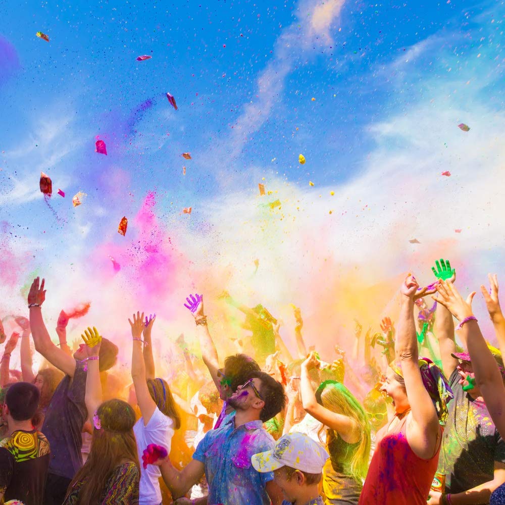 Color Blaze Holi purple powder offers rich, dynamic contrast.
