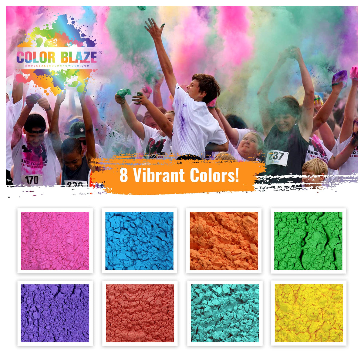 Color Blaze Holi red powder adds bold color to events.