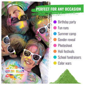 Color Blaze Holi teal powder creates contrast and excitement.
