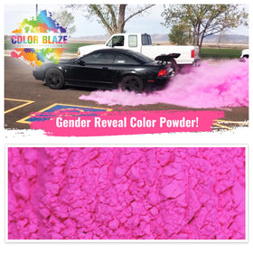Color Blaze pink powder burst highlights bold gender reveal photos and videos.