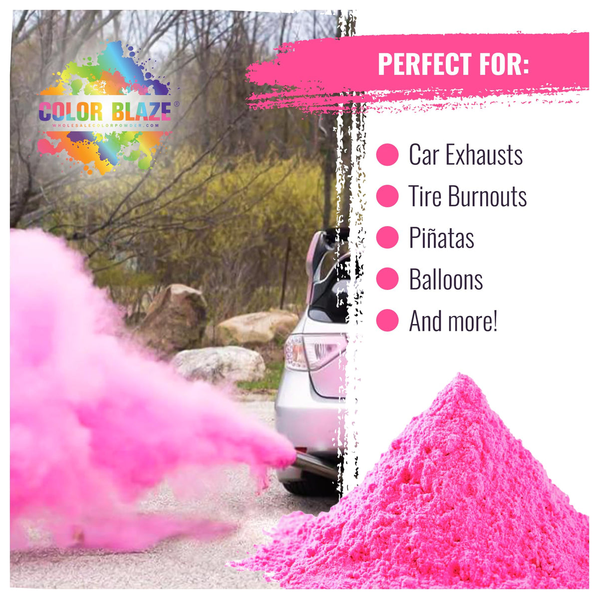 Color Blaze rangoli pink powder for bright decorative art on the ground