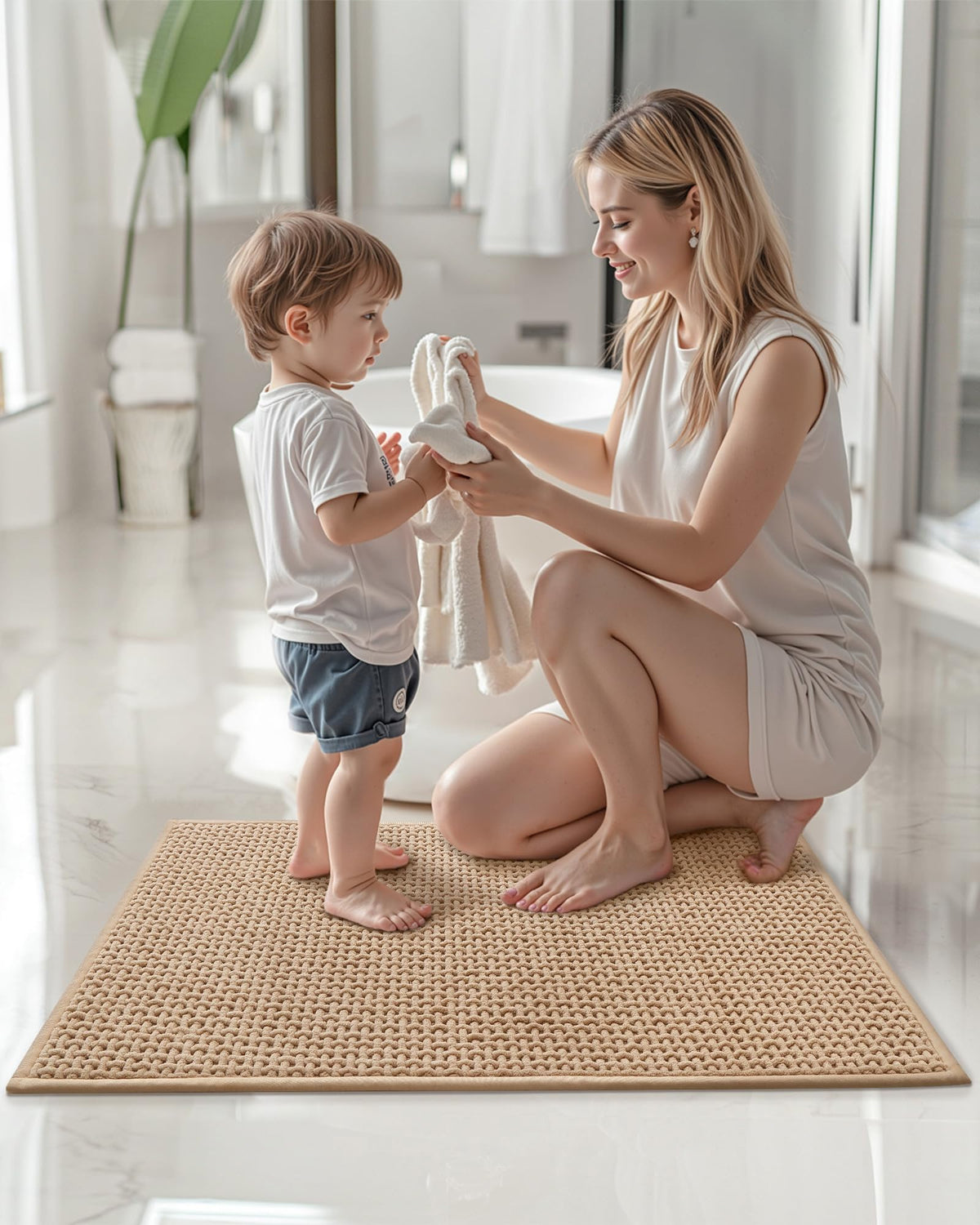 Color&Geometry stain-resistant mat keeps floors cleaner.