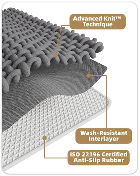 Color&Geometry U-shaped rug fits around the toilet.