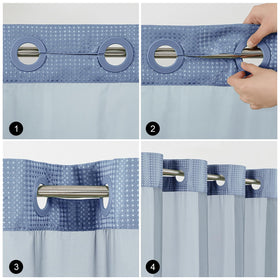 Colorful Star curtain measures 72 by 75 inches for standard showers