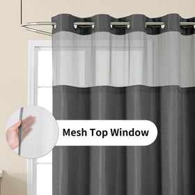 Mesh top window of Colorful Star curtain allows light while keeping privacy.