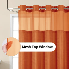 Colorful Star mesh top window curtain lets light in while preserving privacy.