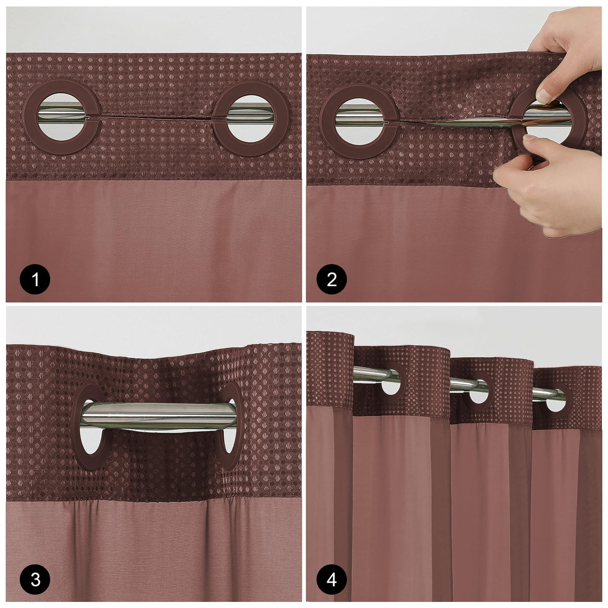 Colorful Star shower curtain brown shade adds warm ambiance.