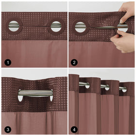 Colorful Star shower curtain brown shade adds warm ambiance.